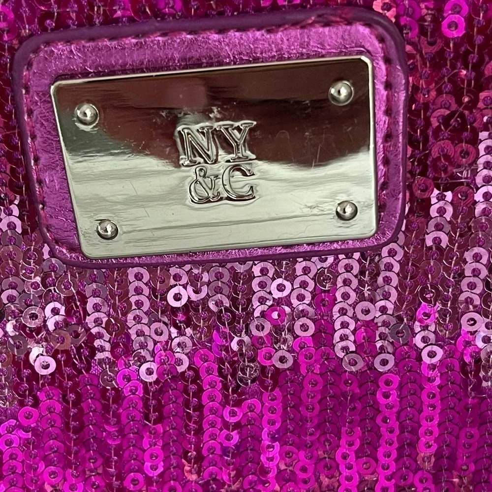 New York & Company Pink Sequin Evening Bag Clutch Wristlet NWOT